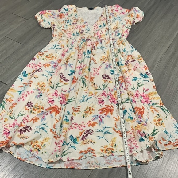 Torrid Floral Print Midi Swiss Dot Shirred Dress with Pockets size 3X - Picture 14 of 16